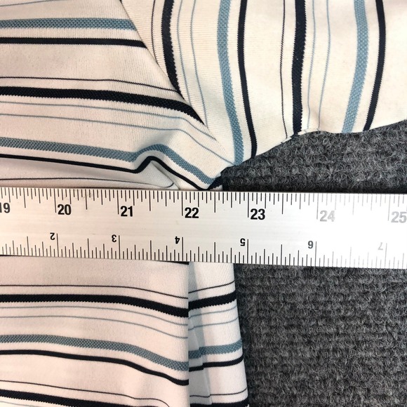 Adidas ClimaLite Golf Polo Shirt Men Large White Blue Black Stripe Short Sleeve - Picture 4 of 6